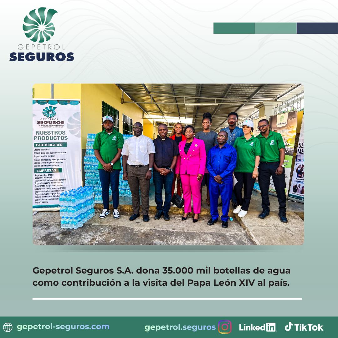 Gepetrol Seguros S.A. dona 35 mil botellas de agua como contribución a la visita del Papa León XIV al país.
